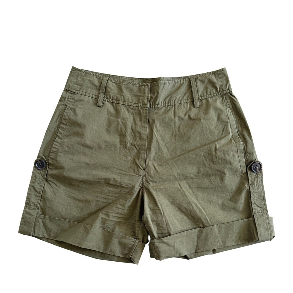 FRAME‎ Women's Moss Green Utility Cuffed Shorts Cotton Blend Size 2 Summer Chic
